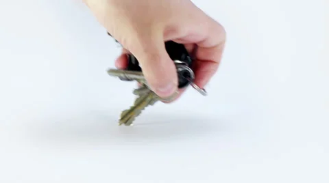 Bunch of keys on white background Stock Footage 38860205