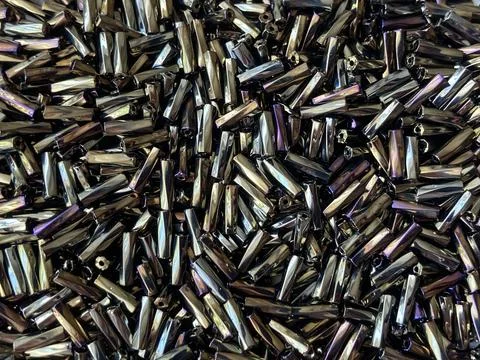 A bunch of  long beads for needlework 库存照片