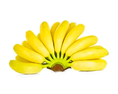 Bunch of mini bananas isolated on a white background Stock Photos