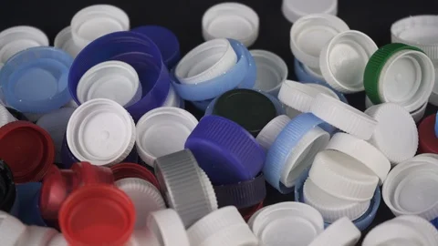 Bunch of multi colored bottle caps. Stock Footage 124644789