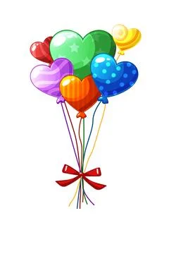 Bunch multi-colored heart-shaped balloons for Valentines Day. Stock-Illustration