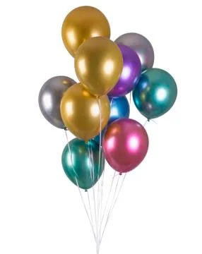 A bunch of multi-colored metallized balloons Stock Photos