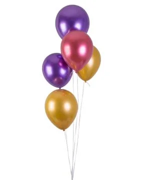 A bunch of multi-colored metallized balloons Stock Photos