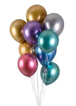 A bunch of multi-colored metallized balloons Stock Photos