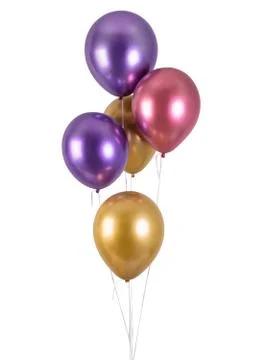 A bunch of multi-colored metallized balloons Stock Photos
