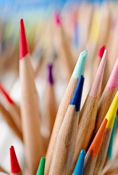 Bunch of multi-colored pencils Stock Photos