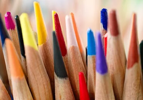 Bunch of multi-colored pencils Stock Photos