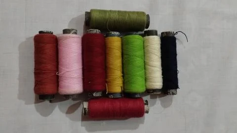 Bunch of multiple color thread roll set Stock Photos
