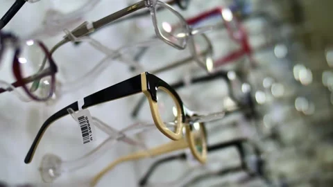 A bunch of new eyeglasses in the store Stock Footage 260038031