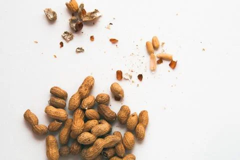 Bunch o peanuts on white background Stock Photos