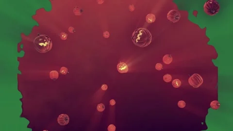 Bunch of orange pumpkins floating in the air red dots chocolates an image balls Stock Footage 335993524