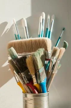 A bunch of paint brushes Stock Photos