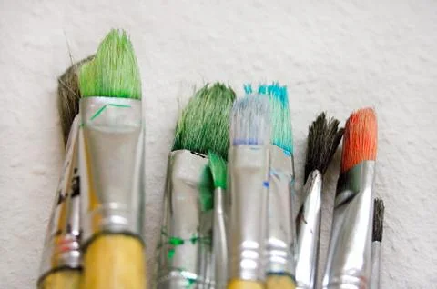 Bunch of Paintbrushes Close-Up Foto stock