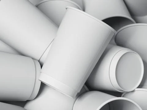 Bunch of paper coffee cups. 3d rendering イラスト素材