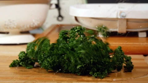 Bunch of parsley falling in slow motion Stock Footage 49240961