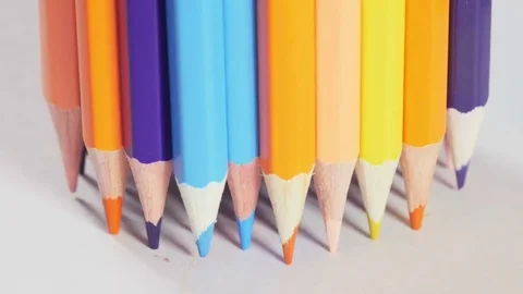 Bunch of pencils standing on table Stock Footage 70210852