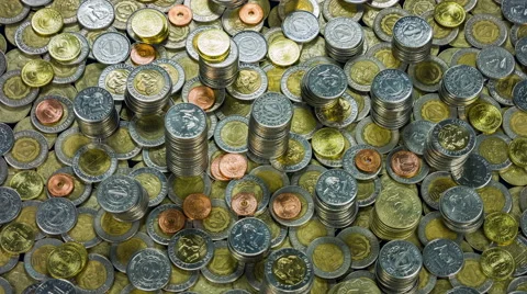 Bunch of Philippine coin currency close up rotation. Stock Footage 61237750