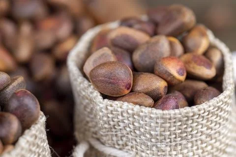 A bunch of pine nuts in the shell Foto stock