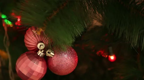 Bunch of pink balls on the Christmas tree Video stock 66358813