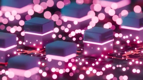 A bunch of pink cubes with a red light Stock Footage 309925335