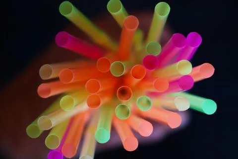 Bunch of plastic straws 库存照片