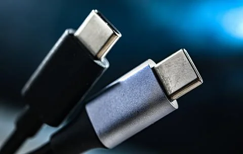 A bunch of plugs of USB Type-C Stock Photos
