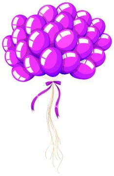 Bunch of purple balloons floating Stock Illustration