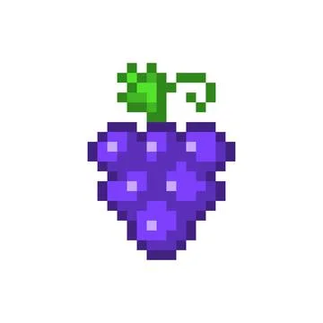 Bunch of purple pixelated grapes Stock Illustration