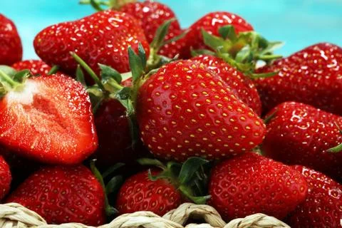 A bunch of raw fresh strawberries Stock Photos