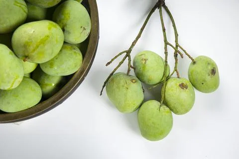 Bunch of Raw mango or Green mango Stock Photos