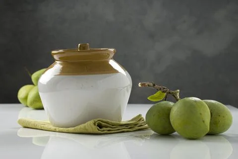 Bunch of Raw mango or Green mango Stock Photos