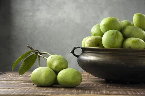 Bunch of Raw mango or Green mango Stock Photos
