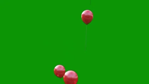 Bunch red balloons green screen floating animated chromakey scene design Stock Footage 314068327