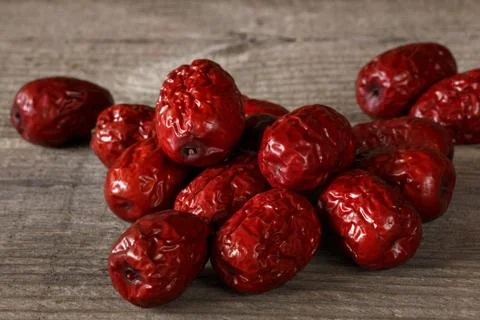 Bunch of red Chinese dates Stock Photos