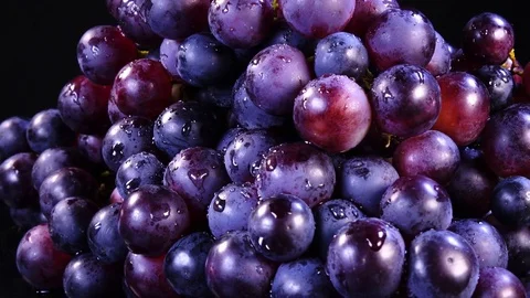 Bunch of red grapes with drops of water rotates in 4K 動画素材 78506665