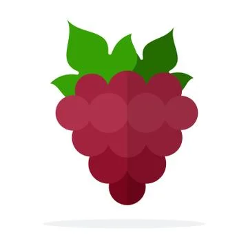 Bunch of red grapes vector flat isolated Stock Illustration