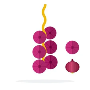 A bunch of red onions flat isolated Stock Illustration