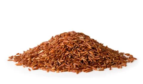Bunch of red rice close up on a white. Isolated Stock Photos