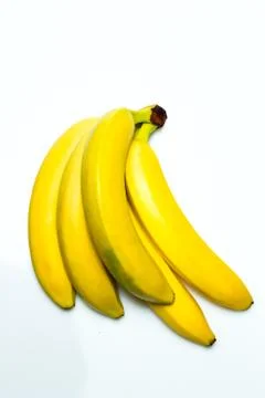 Bunch of ripe bananas on a white background Stock Photos