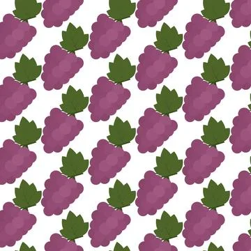 Bunch of Ripe Grapes with leaf Seamless Pattern Harvesting or Autumn Holidays Stock Illustration