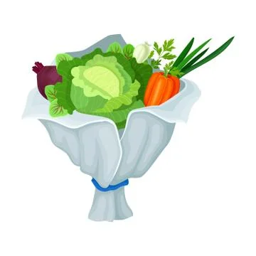 Bunch of Ripe Raw Vegetables Wrapped in Paper Vector Illustration Illustrazione stock