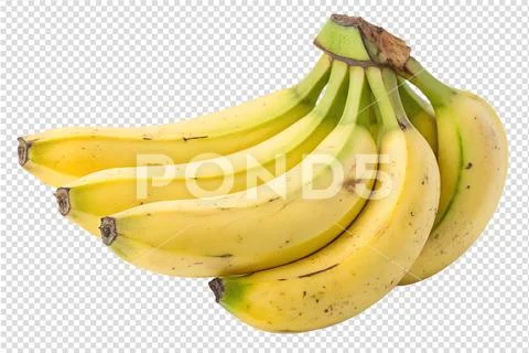 Bunch of ripe yellow bananas isolated on transparent background PSD Template
