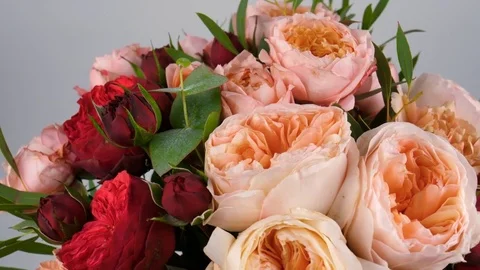 Bunch of roses, include red, pink and orange color of flowers Stock Footage 84049924