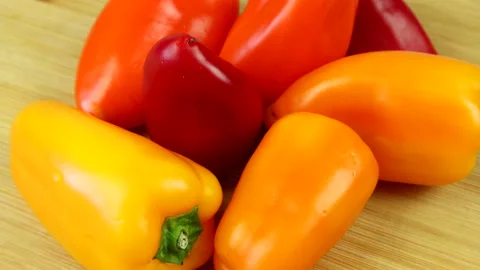Bunch of small sweet peppers 360 Stock Footage 155008050