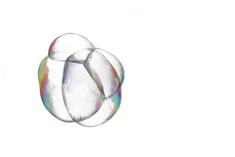 A bunch of soap bubbles isolated on a white background. A bunch of air cells. Foto stock