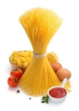 Bunch of spaghetti isolated on white Stock Photos