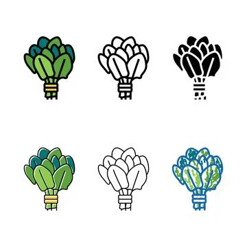 Bunch spinach color icon set vector Stock Illustration