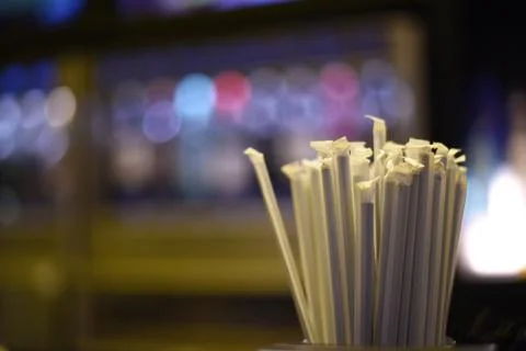 Bunch of straws in a cup Stock Photos