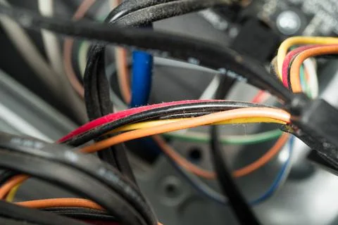 Bunch of tangled computer data cables. Stock Photos