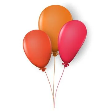 Bunch of three colored balloons red, orange color with highlights and shad... Stockfoto's